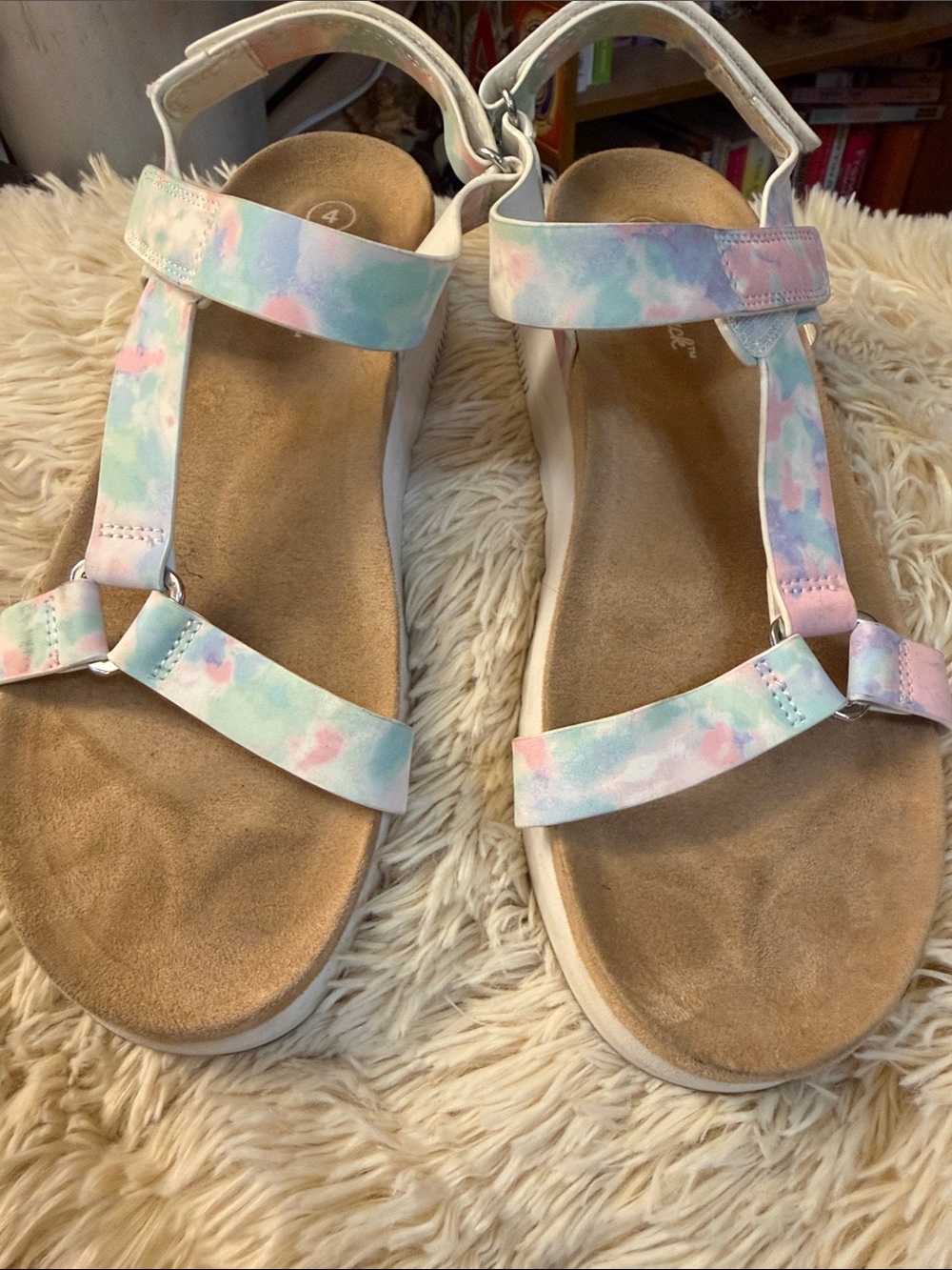 Cat & Jack Pastel Tie-Dye Buckle Sandals in Pink, Mint, Lavender, White